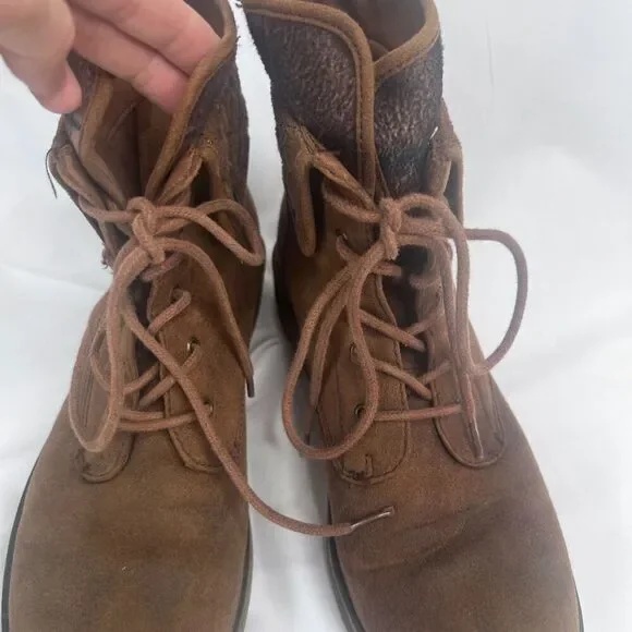 American Eagle Brown Lace Up Plaid Contrast Ankle Bootie Size 8 - Picture 4 of 10